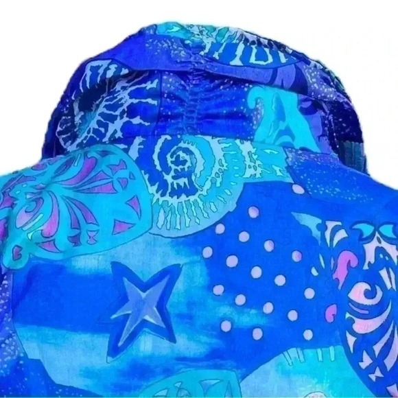 Vintage Lavon Purple Blue Psychedelic Funky Seashell Windbreaker Jacket size LP - Picture 9 of 13